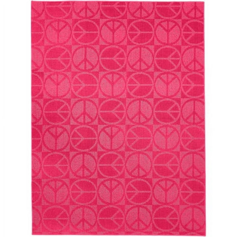 Garland Large Peace 7 x 9 Pink Indoor Solid Kids Area Rug Garland Large Peace 7 x 9 Pink Indoor Solid Kids Area Rug