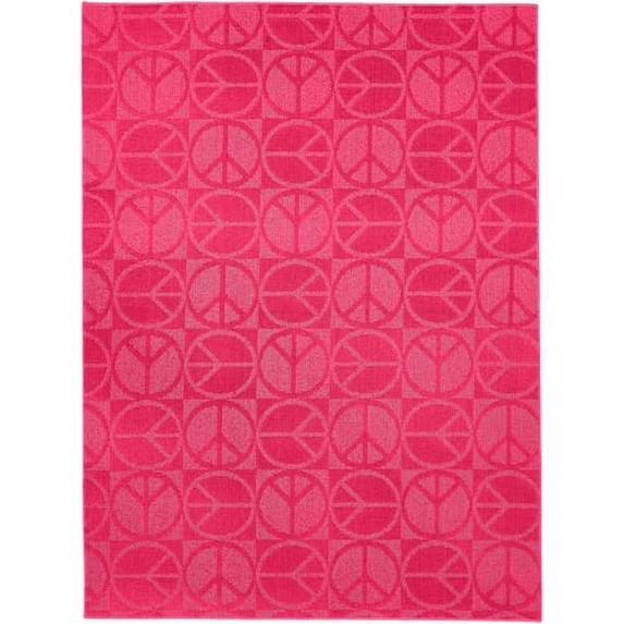 Garland Rug Large Peace Polypropylene Pink Indoor Area Rug, 5' x 7'