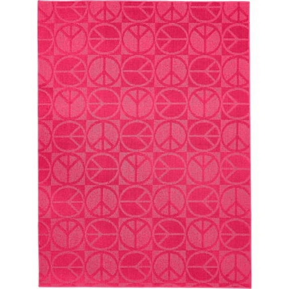 Garland Rugs Peace Bright Pink 6' x 9' Novelty Indoor Ara Rug
