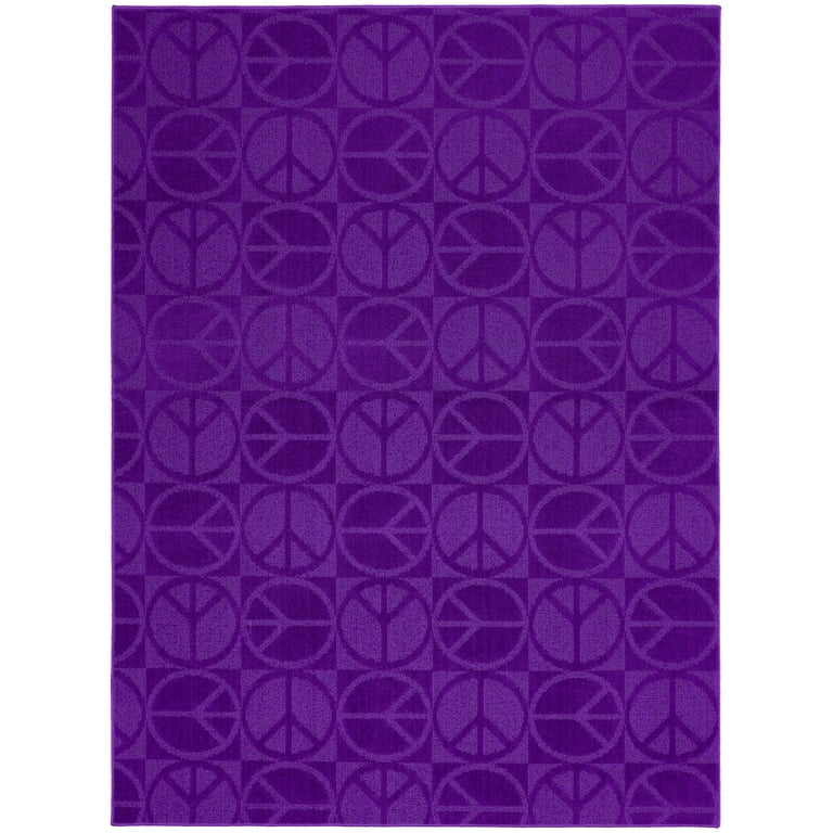 Garland Large Peace 7 x 9 Purple Indoor Solid Kids Area Rug Garland Large Peace 7 x 9 Purple Indoor Solid Kids Area Rug