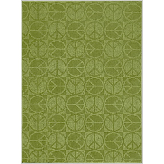 Garland Rugs Peace Grasshopper Green 5' x 7' Novelty Indoor Area Rug