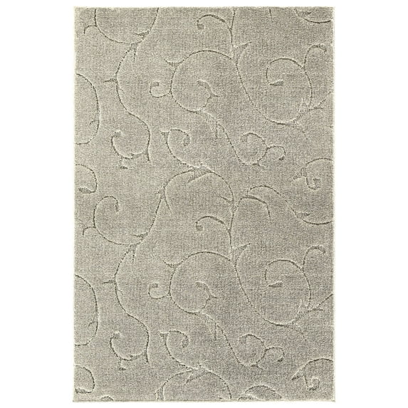 Garland Rugs Soft Touch Inscription Iceberg Silver 5' x 7' Indoor Floral Area Rug With Grip Tape