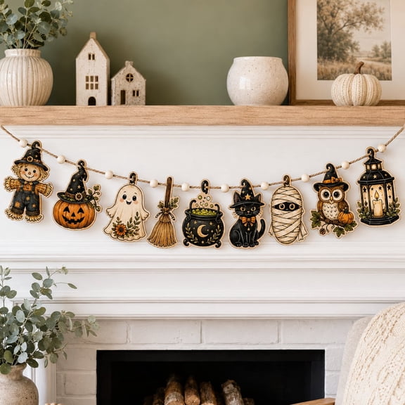 Garland Whimsical Halloween Character Wooden Window or Wall Decor