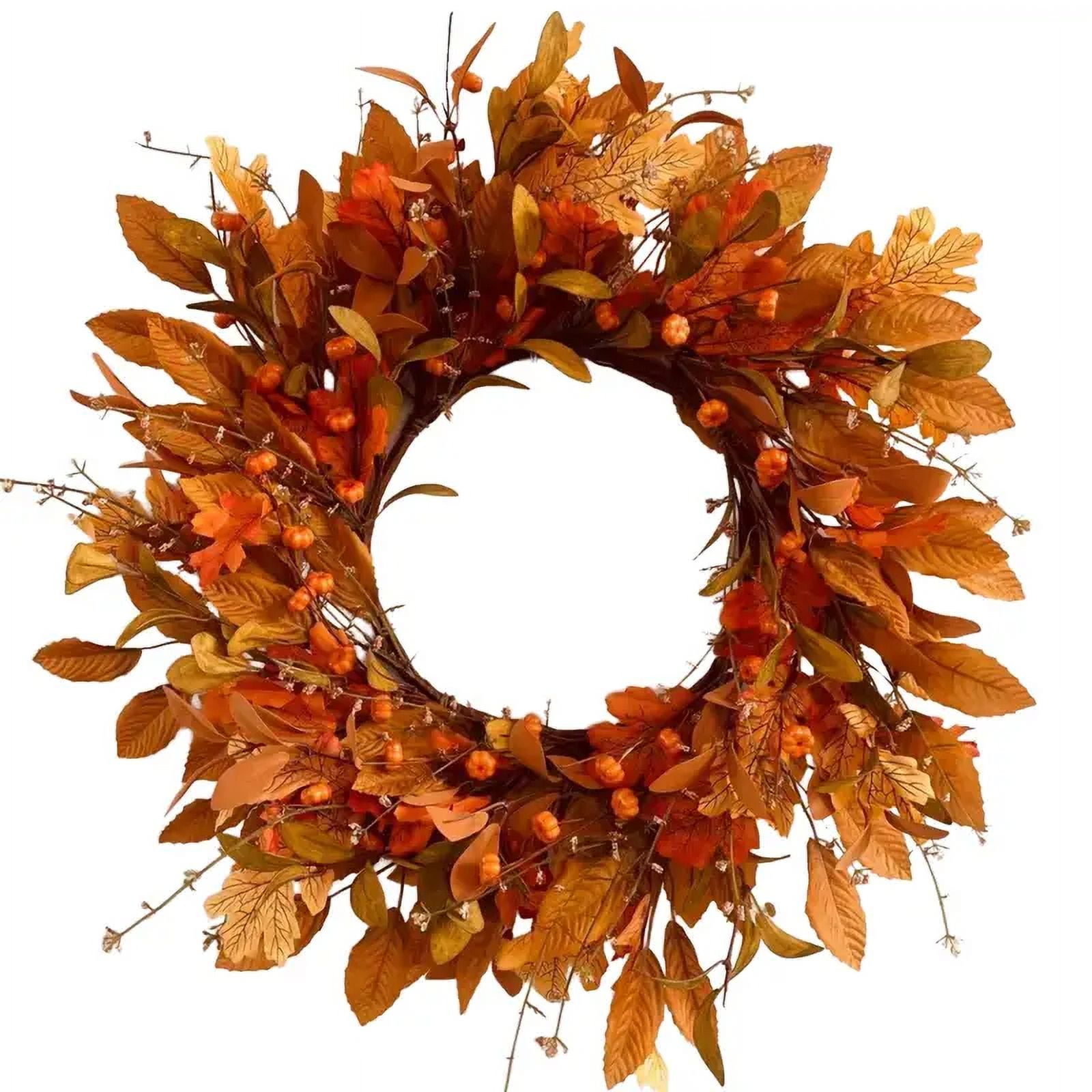Garland christmas 24 inch Fall Wreath Pumpkin Wreath for Front Door ...