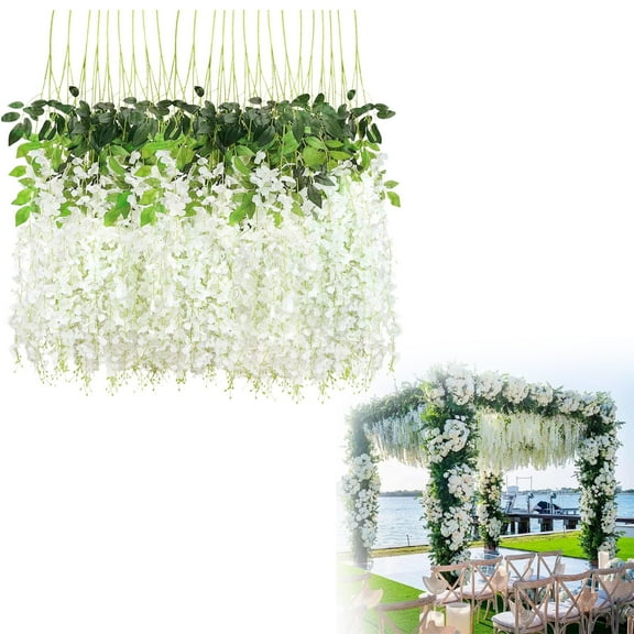 Garlands for Decoration Christmas 12 Pack Wisteria Flower Vines Garland 3.75 Feet Artificial Flower Strings Hanging Flowers Silk Wisteria Garland Flowers Wisteria Vine for Wedding Garden Wall