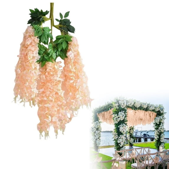 Garlands for Decoration Christmas 12 Pack Wisteria Flower Vines Garland 3.75 Feet Artificial Flower Strings Hanging Flowers Silk Wisteria Garland Flowers Wisteria Vine for Wedding Garden Wall