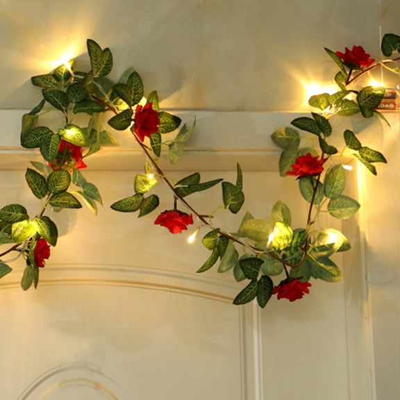 Garlands for Decoration, Silk Flower Rose Spring Color Leaf Decoration Flower Living Room Door Hanging Lintel Three Color Christmas Decorations