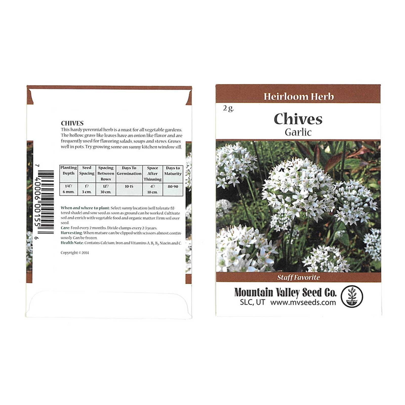 Mountain Valley Seed Company Garlic Chives Herb Plant Seeds, Non-GMO