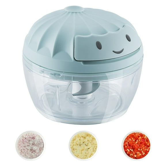 Garlic Chopper Mini Manual Hand Food Chopper for Kitchen Onion Dicer Crusher Garlic Mincer Blue 160ml