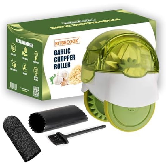 Garlic Chopper Roller Set with Peeler and Cleaning Brush - Effortless Garlic Mincing$$Home Decor, Kitchen, & Other