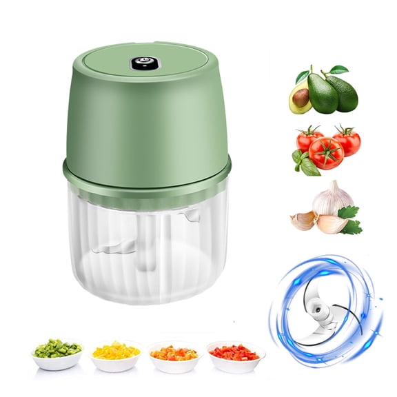 Garlic Chopper with Stainless Steel Blades and USB Rechargeable Food Processor for Garlic, Chili, Meat, and Vegetables