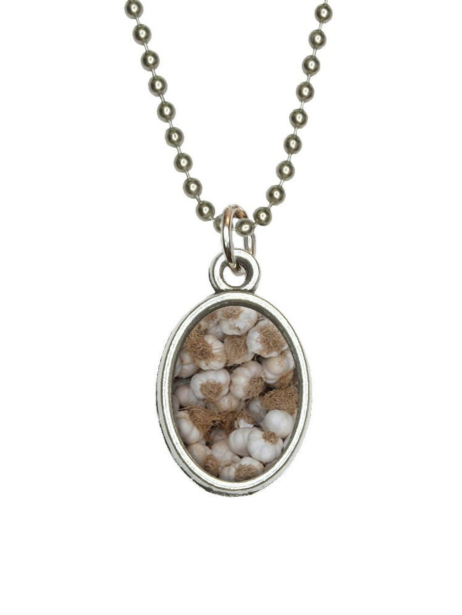 Garlic Cloves Tubers Heads Vampire Protection Oval Charm