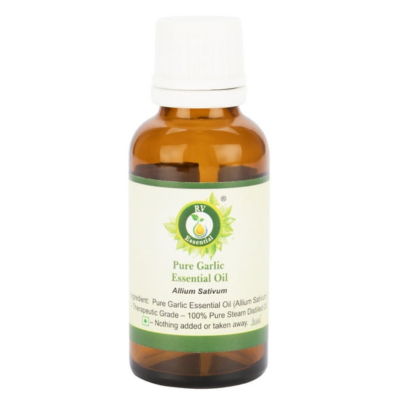 Garlic Essential Oil Allium Sativum Garlic Oil For Hair Pure Garlic Oil For Cooking Pure Natural Steam Distilled Therapeutic Grade 15ml 0.507oz By R V Essential