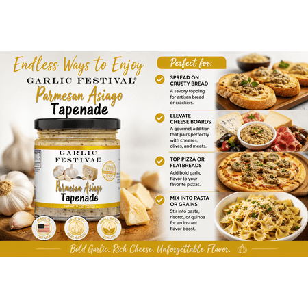 Garlic Festival Asiago Garlic & Parmesan Tapenade Net Wt. 9oz.