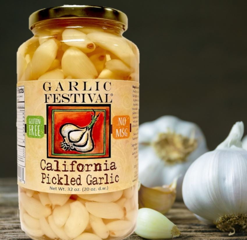 Garlic Festival Foods California Pickled Garlic Cloves in a Jar Plain