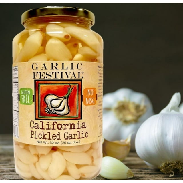 Garlic Festival Foods California Pickled Garlic Cloves in a Jar Plain
