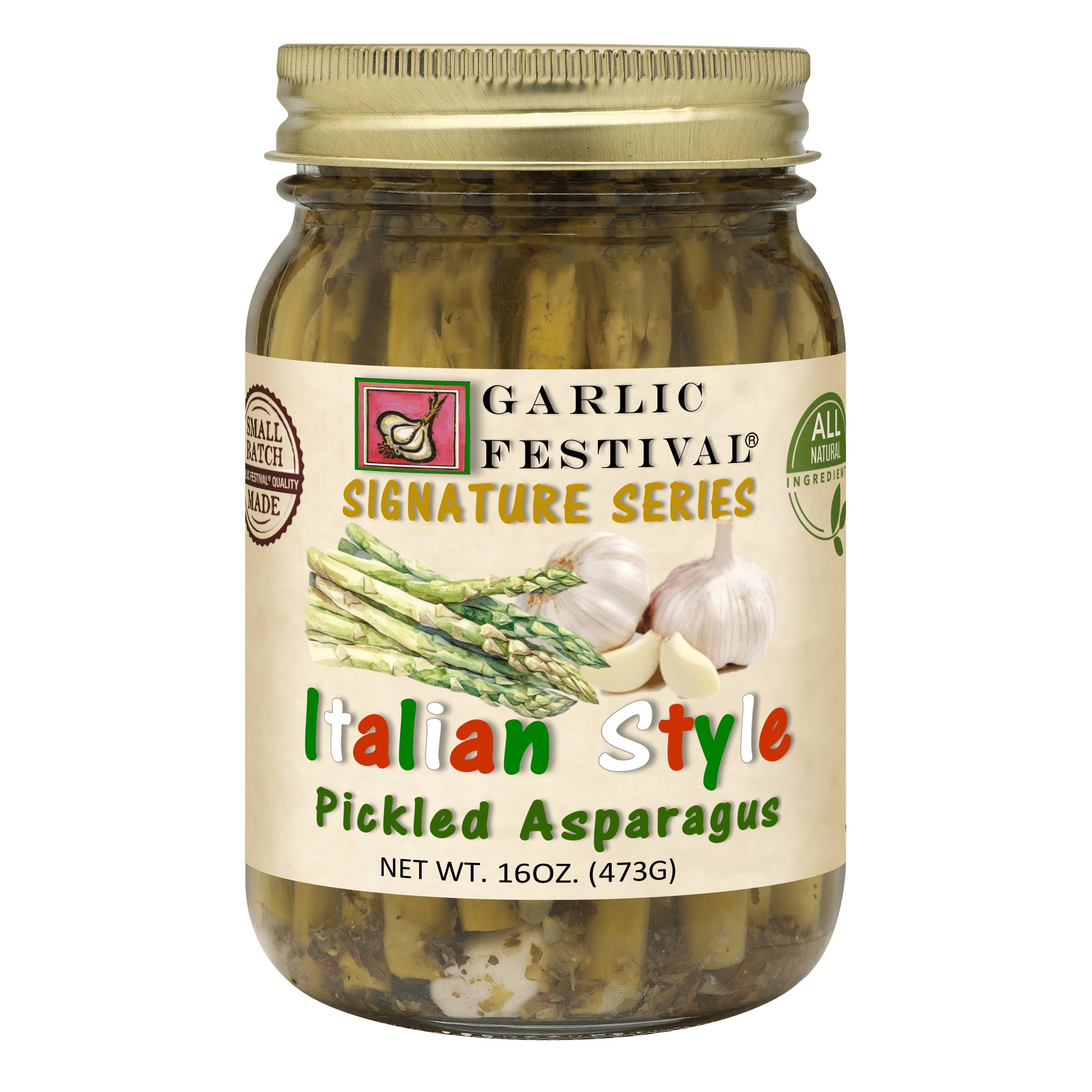 Garlic Festival Italian Style Pickled Asparagus Spears Net Wt. 16 oz.