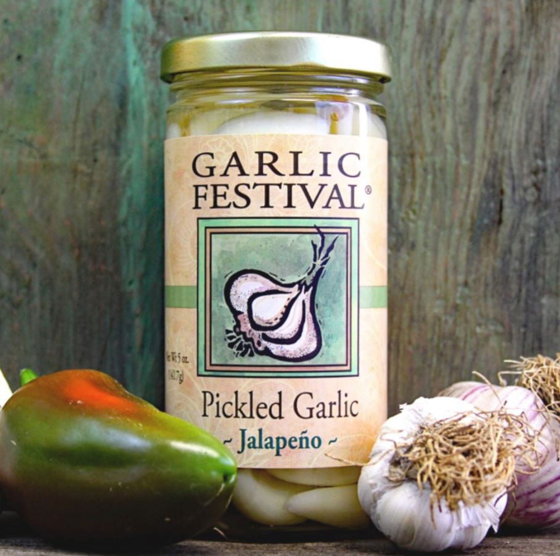 Garlic Festival Jalapeno Pickled Garlic Cloves in a Jar Jalapeno