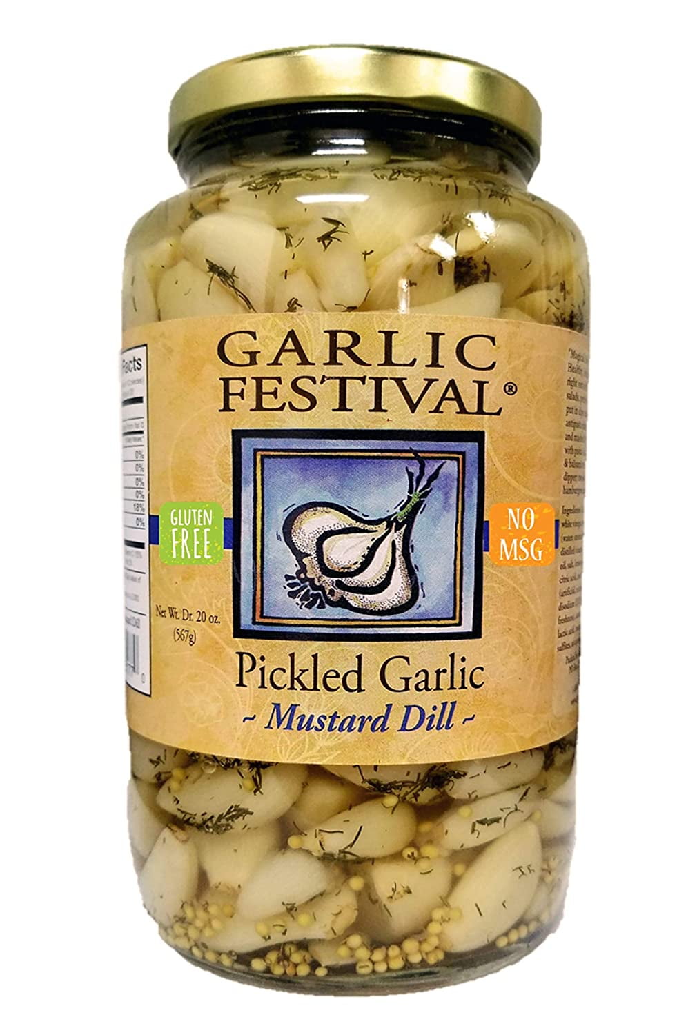 Garlic Festival Mustard Dill Pickled Garlic Cloves in a Jar Mustard Dill Pickled Garlic