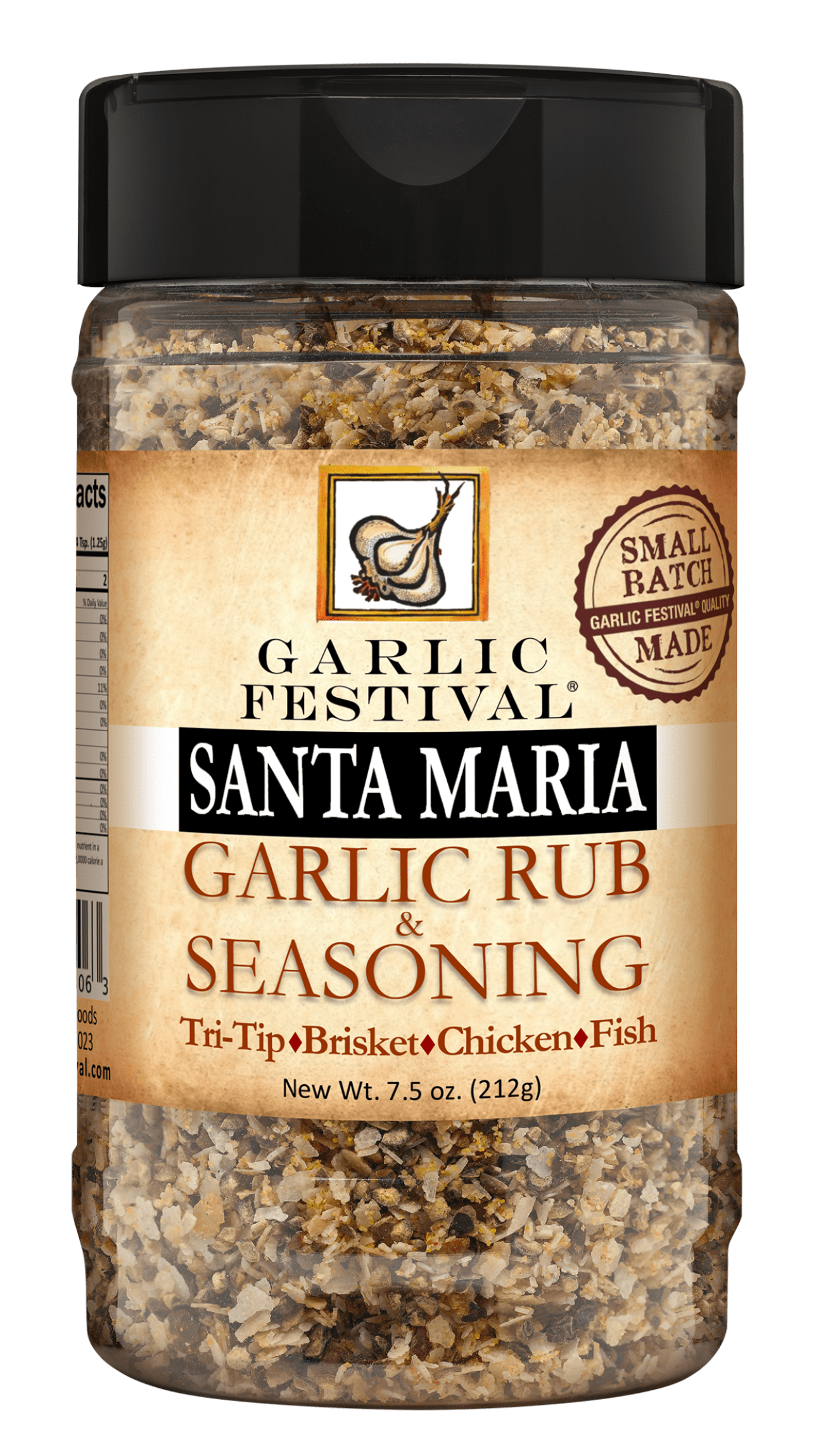 Garlic Festival Smoked Oak Santa Maria Garlic Rub & Seasoning Net Wt. 7.5 oz.