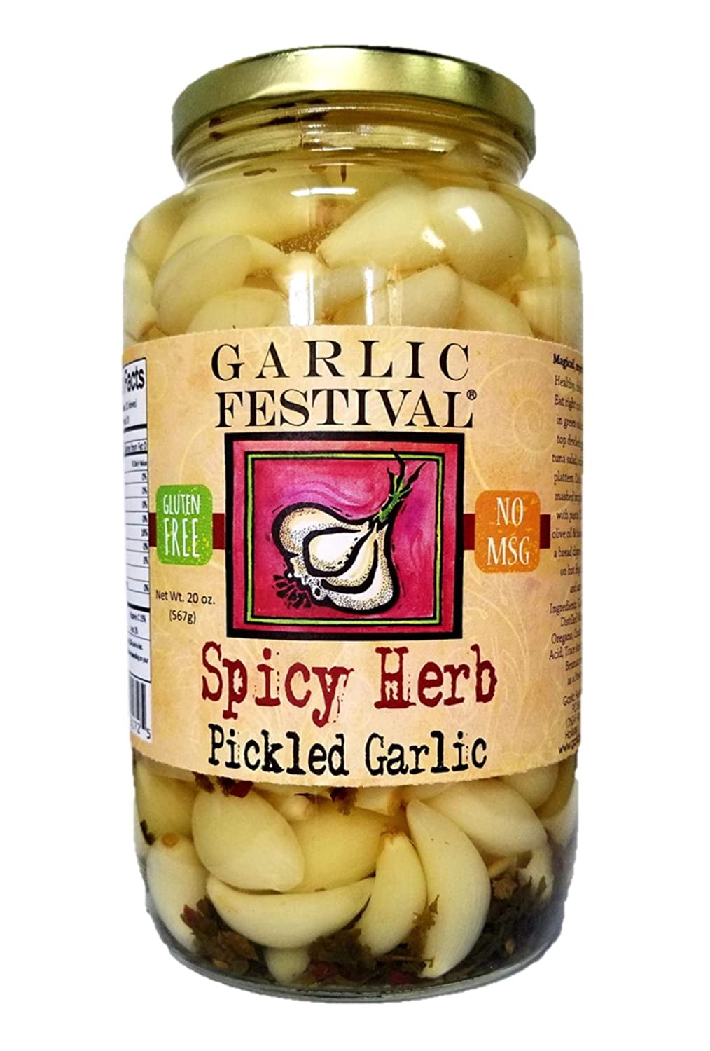 Garlic Festival Spicy Herb Pickled Garlic Cloves in a Jar Spicy Herb