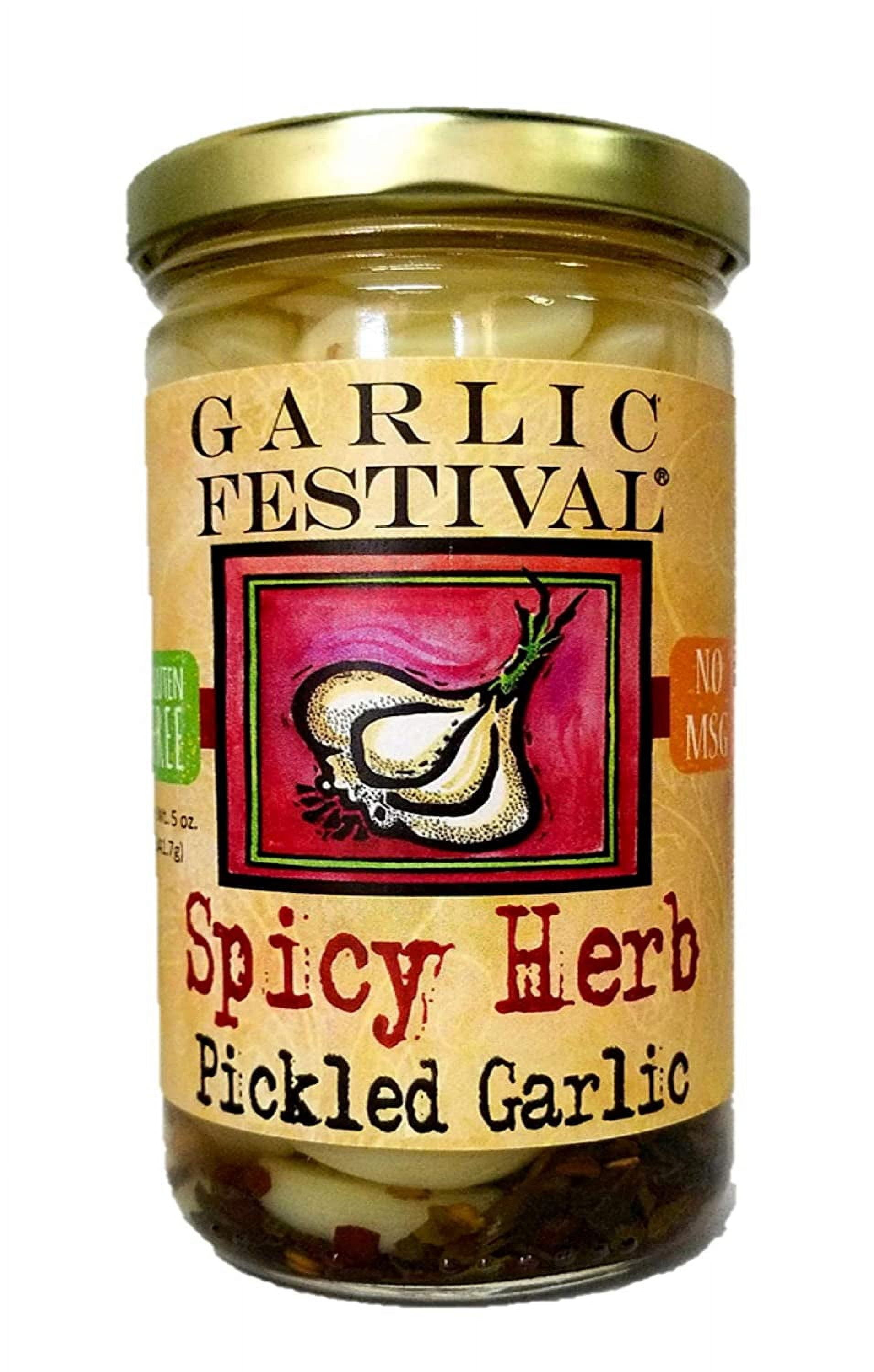 Garlic Festival Spicy Herb Pickled Garlic Cloves in a Jar Spicy Herb