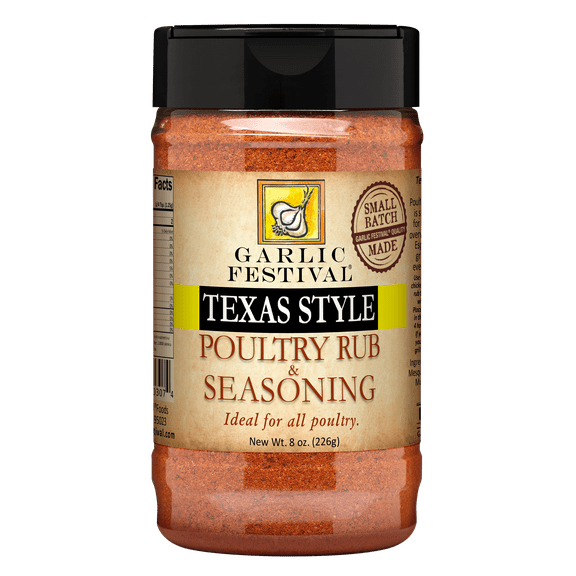 Garlic Festival Texas Style Poultry Garlic Rub & Seasoning Net Wt. 8 oz.