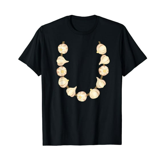 Garlic Garland Halloween Costume for Vampire Hunter Gift Black T-Shirt Crew Neck Tee