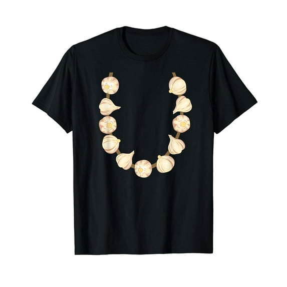 Garlic Garland Halloween Costume for Vampire Hunter Gift Black T-Shirt Crew Neck Tee