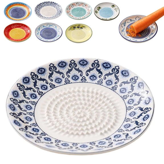 Garlic Grater Plate Ceramic, Ginger Grater Bowl, Grating Plate for Fruits Vegetables
