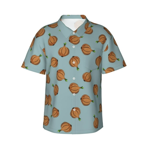 Garlic Hawaiian Shirts For Men, Summer Short-Sleeve Relaxed-Fit Button-Down Shirts Xx-Large