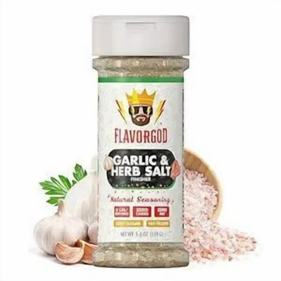 Garlic & Herb Salt Finisher by Flavor God - Premium All Natural & Healthy Spice & Seasoning Mix Blend for Chicken, Beef, Seafood & Vegetables - Kosher, Low Sodium, Dairy-Free, Vegan & Keto Friendly
