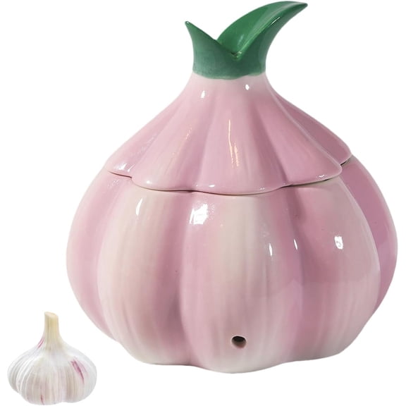 Garlic Keeper for Counterwith Lid and Holes GarlicSaver,Garlic Holder Stora Container toKeep(purple)