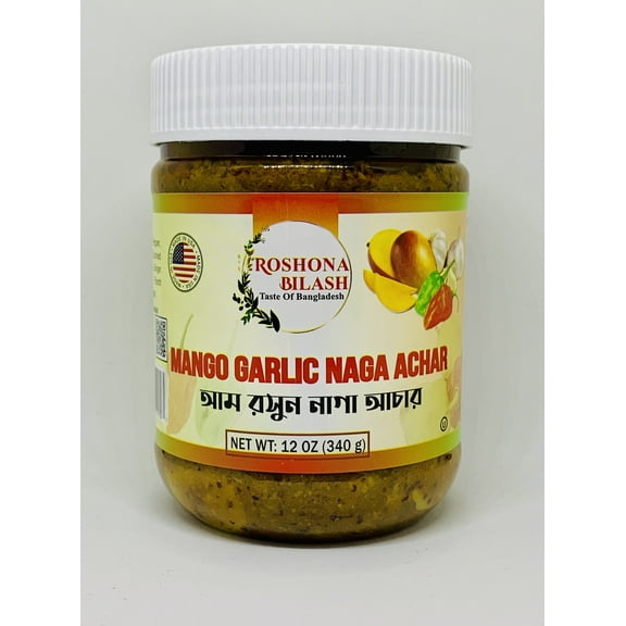Roshona Bilash USA Garlic, Mango, Naga Achar/Chutney, Dairy-Free, 12 oz