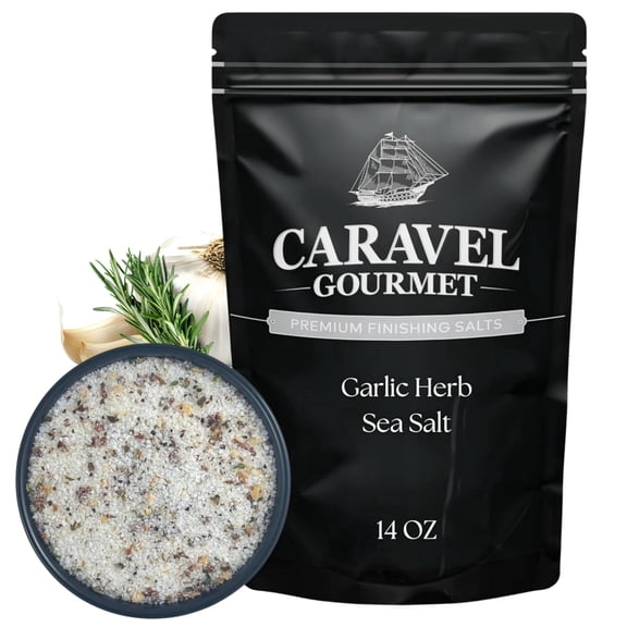 Caravel Gourmet Garlic Medley Salt Seasoning for Cooking and Finishing, for Meats, Vegetables, Pasta, and Snacks, 14 oz Refill Pouch