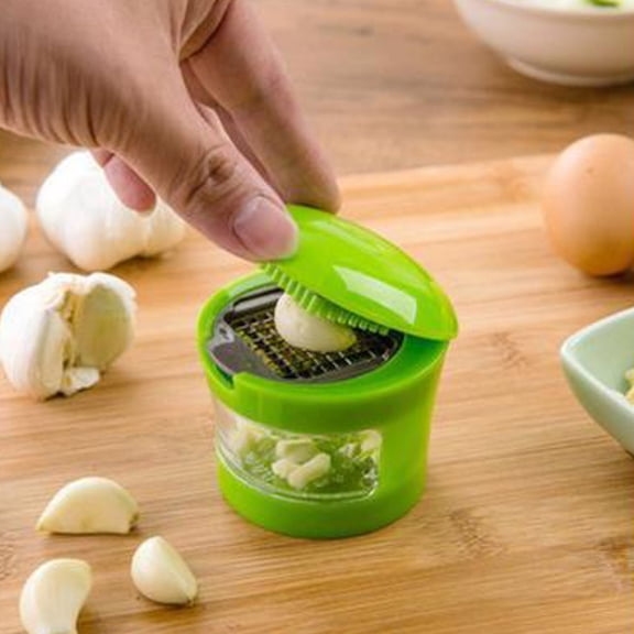 Garlic Multifunctional Kitchen Tool Set Grater Slicer and Storage Handy Garlic Mincer for Fresh Prep Gifthub, 7.5cmx6cmx7.5cm, Green