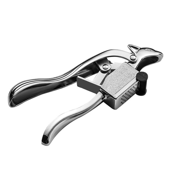 Garlic Press Cute Squirrel Shape Zinc Alloy Mincer Crusher Chopper Handheld Garlic Ginger Squeezer with Self Cleaning Tool for Daily Meal Prep Cooking