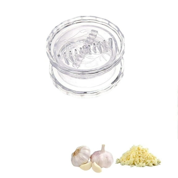 Manual Garlic Grinder Press, Transparent Mincer for Garlic/Onion/Ginger, Food-Grade Plastic Kitchen Gadget