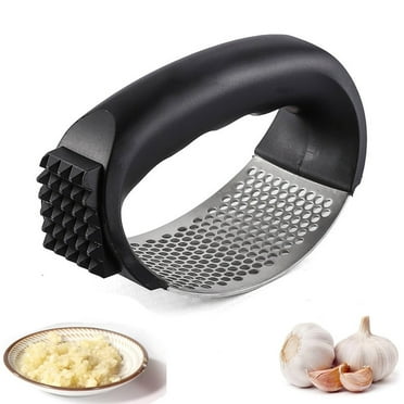 Garlic Press Rocker, 2024 Upgraded Stainless Steel Garlic Press Rocker Crusher Masher with Garlic Peeling Drum, Portable Manual Garlic Mincer Garlic Crusher for Home Kitchen Utensils