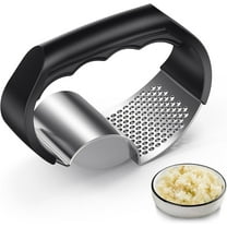 Garlic Press Rocker Stainless Steel 2-in-1 Crusher | Ergonomic Handle | 4.4 x 3.2 inch Easy Clean Kitchen Gadget
