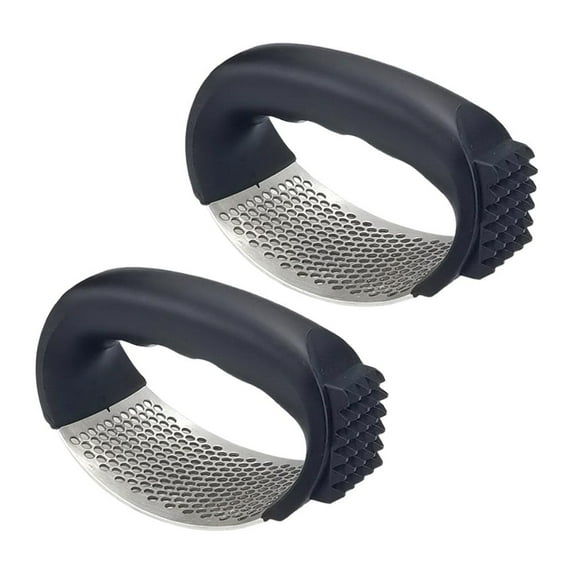Garlic Press Rocker,Stainless Steel Garlic Mincer and Portable Manual Garlic Crusher,EasySqueeze Garlic Tool with Peeler and Cleaning Brush for Smashing Garlic Ergonomic Home Kitchen Utensils