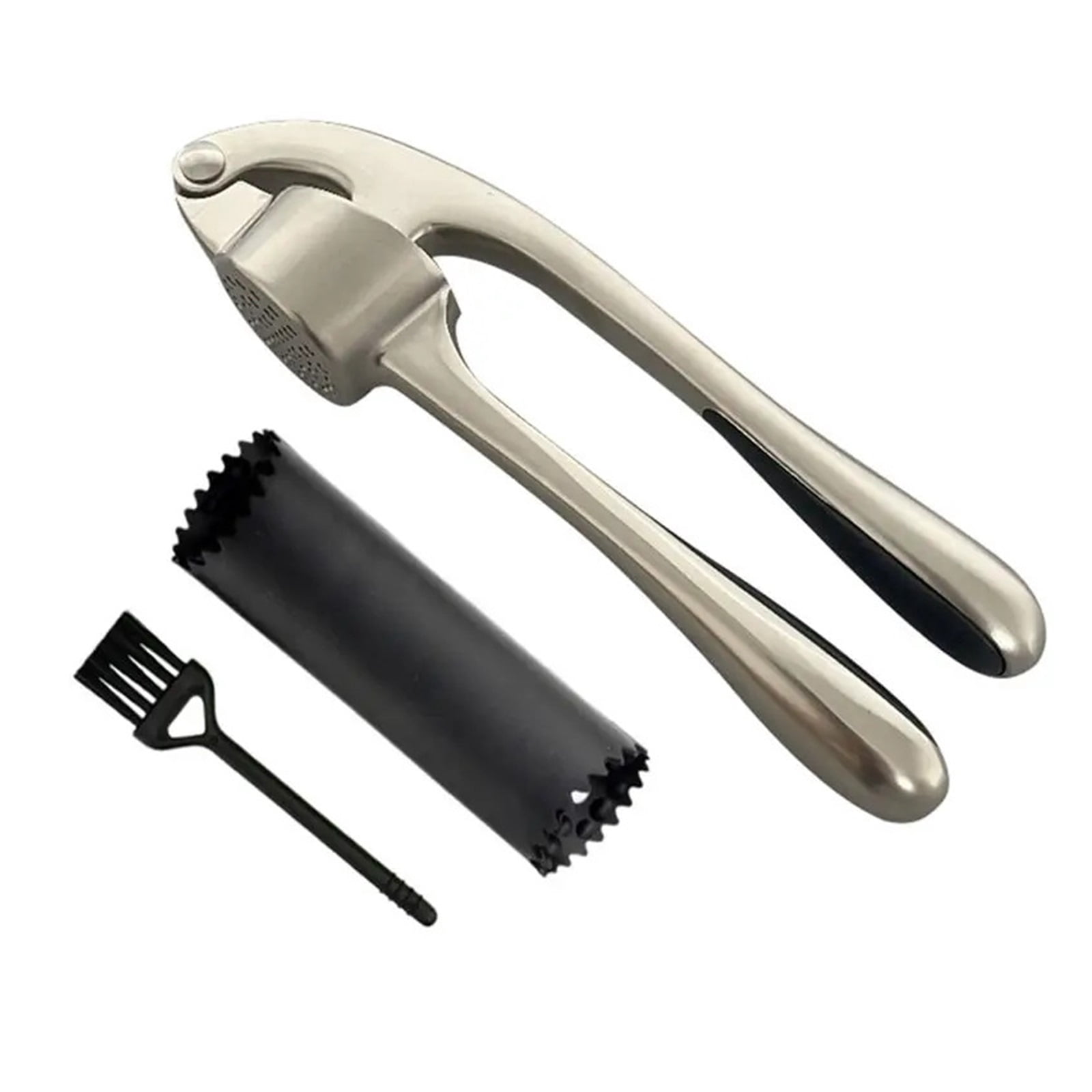 Garlic Press Set Kitchen Garlic Mincer Tool Easy Squeeze Easy Clean Silicone Garlic Peeler & Brush Home Kitchen Gadgets