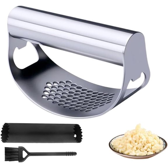 Garlic Press Stainless Steel, Garlic Press Rocker Professional Kitchen Gadgets Garlic Mincer Garlic Crusher, Heavy Duty Mincer Tool Garlic Chopper Garlic Presser Mincer