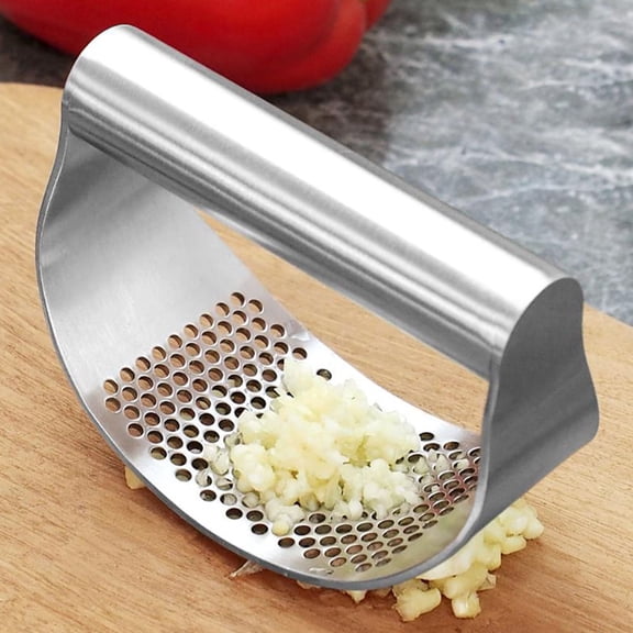 Garlic Press Stainless Steel Manual Rocker Mincer Crusher Kitchen Tool (silver )