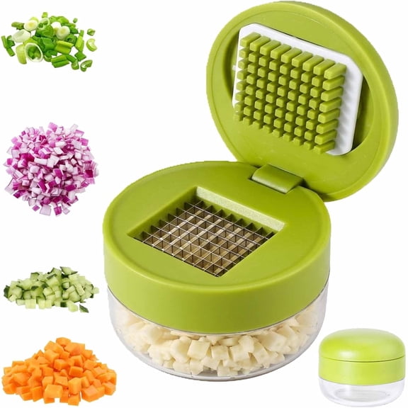 Garlic Press Stainless Steel, Mess-Free Garlic Chopper Dicer with Integrated Container, Stainless Steel Garlic Chopper Mincer Tool, Versatile Mini Food Chopper, Dishwasher Safe (1Pcs)