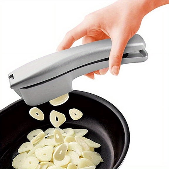 Garlic Press Stainless Steel Multifunctional, Garlic Mincer & Slicer Tool, Ginger Crusher & Chopper, Easy Clean Kitchen Gadget for Home Cooking & Chef Use, Perfect Gift for Food Lovers