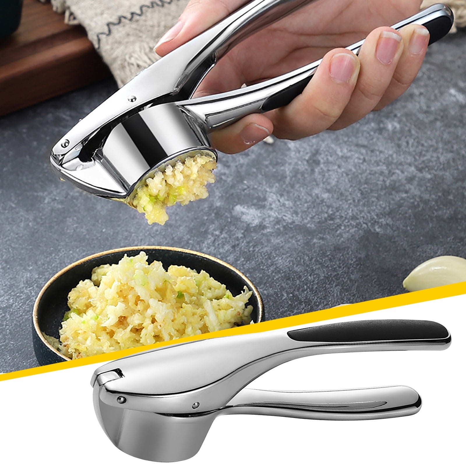 Alpha Grillers Garlic Press Stainless Steel Mincer and Crusher with  Silicone Roller Peeler. Rust Proof, Easy Squeeze, Dishwasher Safe, Easy  Clean