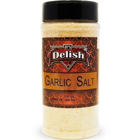 Garlic Salt by It's Delish, 35 Oz Large Jar Premium Garlic Salt Seasoning Powder for Cooking, Bread Knots, Chicken, and Spices Blend All Natural & Kosher