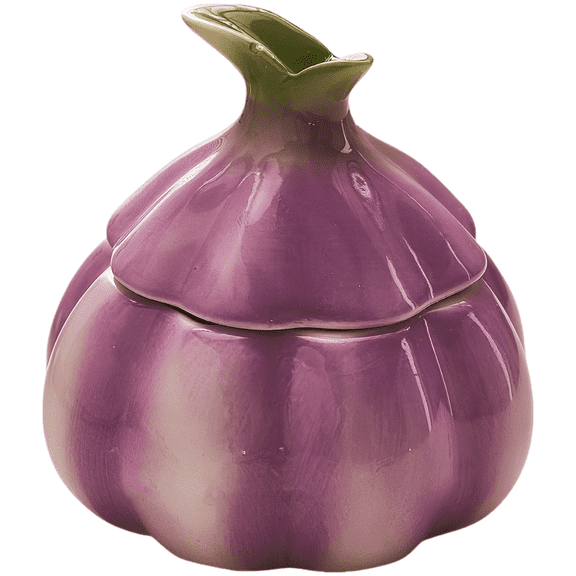 GarlicShaped Ceramic Salt Cellar with Lid Spices Storage Container for Countertop, Porcelain Coffee Sugar & Candies Jar, Aesthetic Desk Decor & Ashtray for Home Office, Present