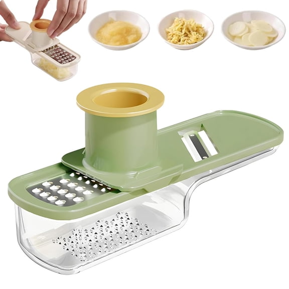 Garlic Slicer Super Thin, 3 in 1 Garlic Grinder and Slicer with Container, Mini Garlic Slicer for Home Chef